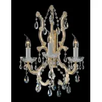Picture Unique Mariateresa wall lamp with gold-plated metal frame covered with transparent glass arms and crystal pendants - Il Paralume Marina