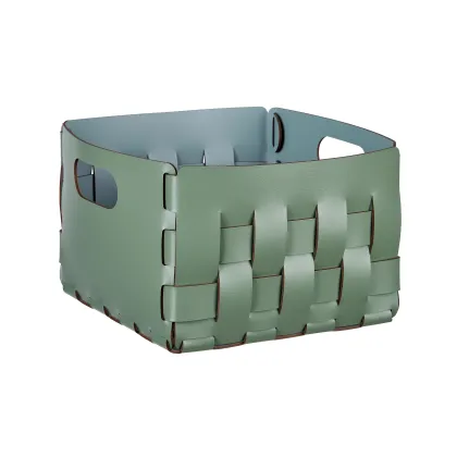 Zdjęcie Elegancki kosz Bottega 25x25xH20 cm w wyjątkowym kolorze eukaliptusa