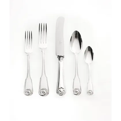 Zdjęcie Luksusowy włoski 5-elementowy zestaw srebrnych sztućców – Pampaloni