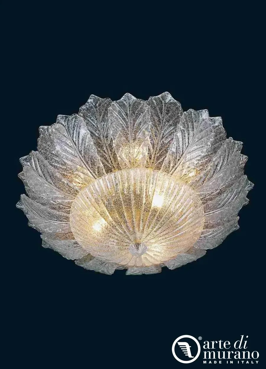 obrazek 1 Zjawiskowa lampa sufitowa z liśćmi ze szkła Murano