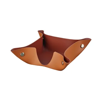 Zdjęcie Skórzany pojemnik na bloczek papieru 10х10хH4 cm w kolorze koniakowym