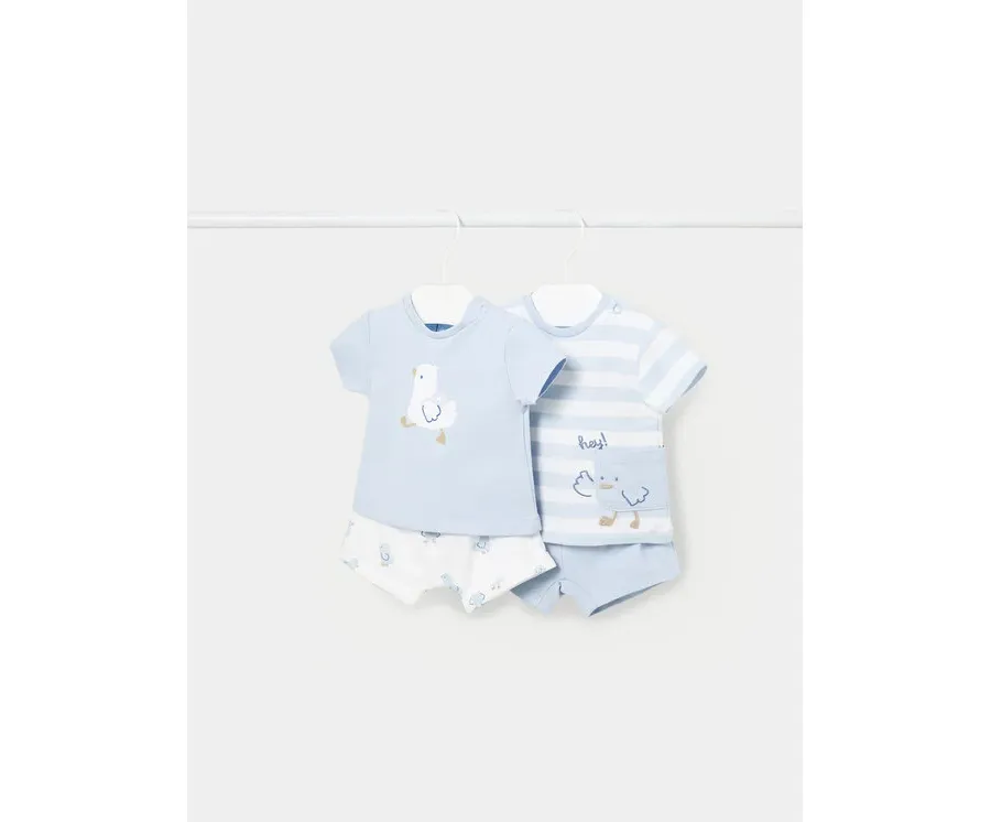 obrazek 1 Mayoral Komplet 2 t-shirtów i spodenek 1628 Błękitny Regular Fit