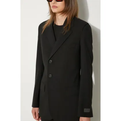 Zdjęcie Kenzo marynarka wełniana Virgin Wool Waisted Blazer kolor czarny dwurzędowa gładka FE62VE2549GE.99