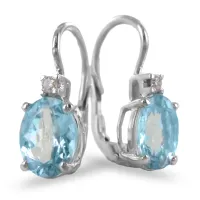 Zdjęcie Złote kolczyki z owalną zawieszką z akwamarynem i brylantami