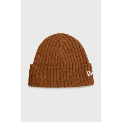 Zdjęcie New Era czapka Cuff Beanie kolor brązowy z cienkiej dzianiny 60364240