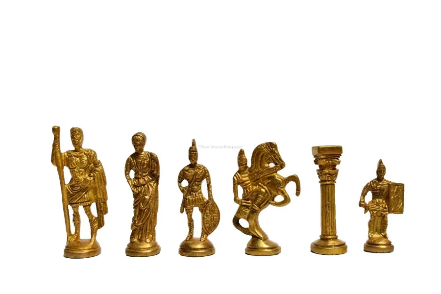obrazek 3 Rzeźbiony zestaw figur rzymskie z litego mosiądzu - The Chess Empire