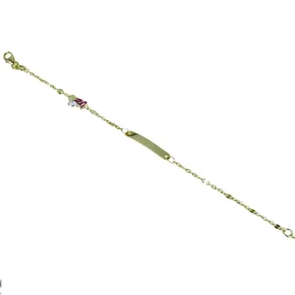 Zdjęcie Włoska dziecięca bransoletka plakietka z emaliowanym aniołem i sercem