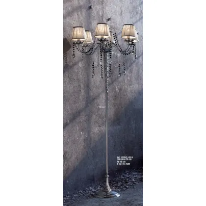 Zdjęcie Lampa podłogowa 6-punktowa z kloszami z kryształu górskiego i wisiorkami Swarovskiego - Il Paralume Marina