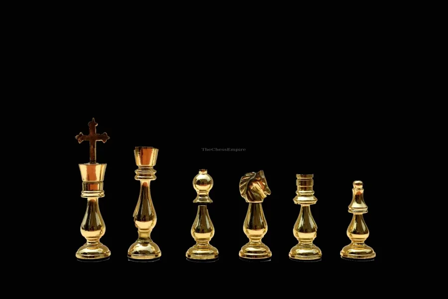 obrazek 4 Luksusowy stół szachowy z mosiężnymi figurami - The Chess Empire
