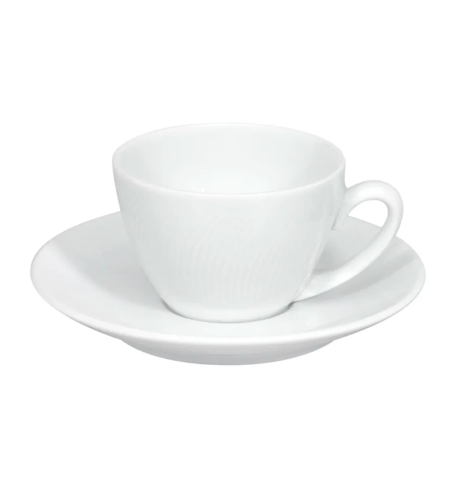 obrazek 1 Filiżanka do kawy ze spodkiem z porcelany Spirit White z kolekcji łączącej nowoczesny design z subtelną płaskorzeźbą - Vista Alegre