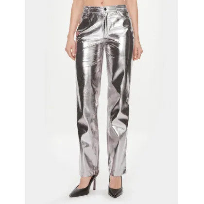 Zdjęcie Guess Spodnie z imitacji skóry W4RB33 WFWP0 Srebrny Regular Fit