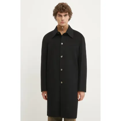 Zdjęcie Nanushka płaszcz wełniany JANNO kolor czarny przejściowy oversize NM24CROW01799