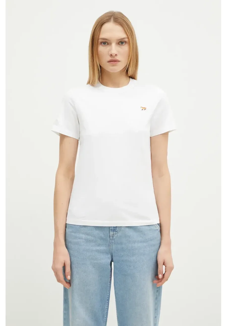 obrazek 1 Maison Kitsuné t-shirt bawełniany Baby Fox Patch Regular Tee Shirt damski kolor biały MW00110KJ0008