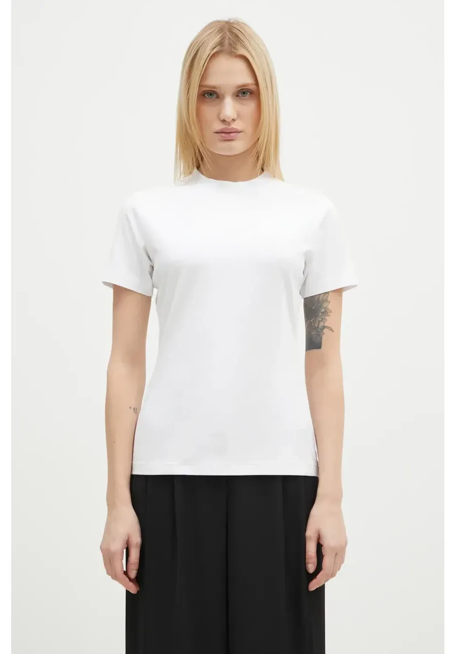 obrazek 1 VETEMENTS t-shirt Embroidered Logo Fitted Hourglass damski kolor biały WA66TR630W