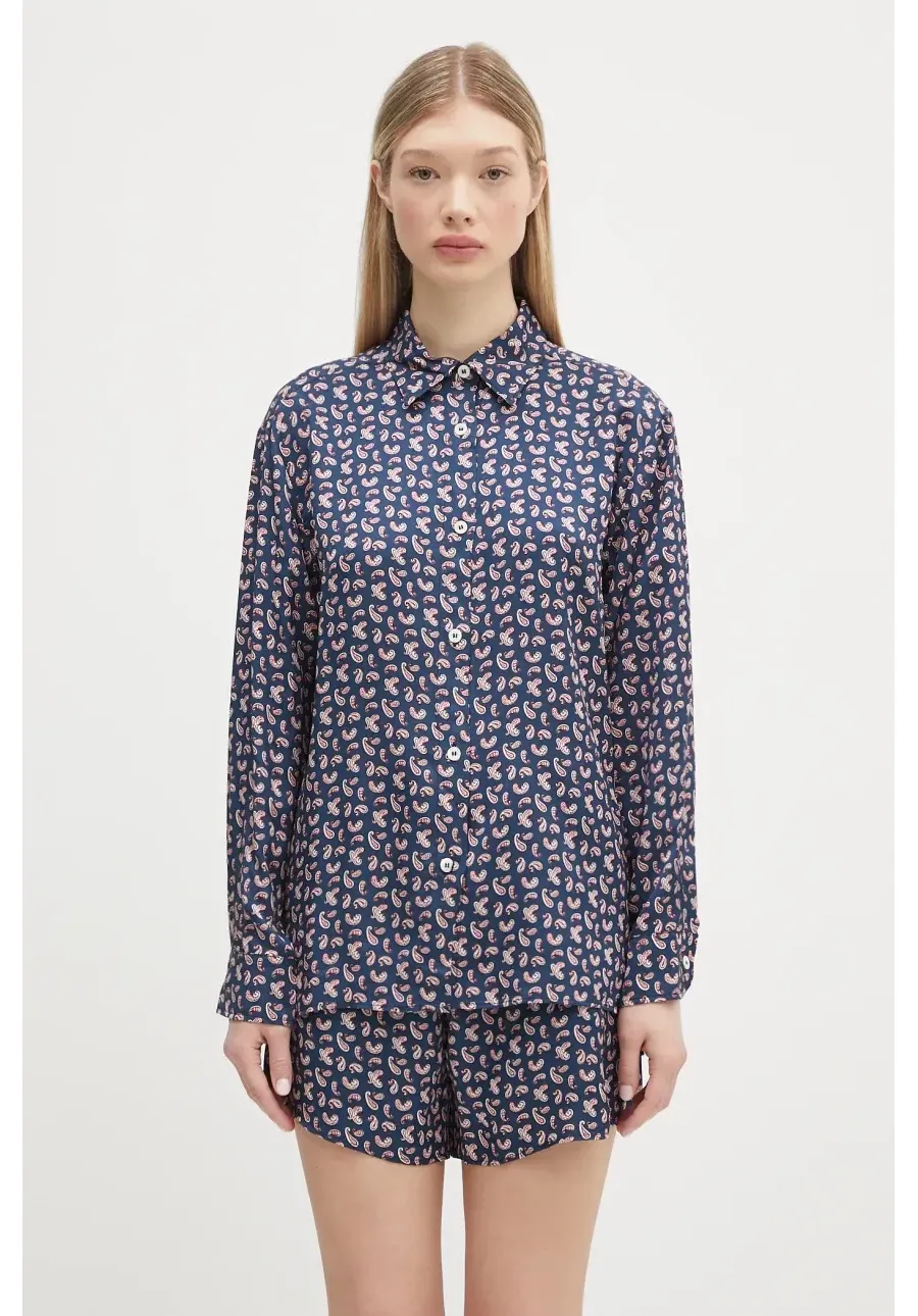 obrazek 1 A.P.C. koszula Chemise Gabrielle damska kolor granatowy relaxed z kołnierzykiem klasycznym VIALN.F12607