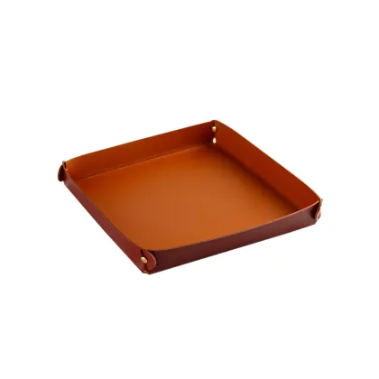 Picture Unique burgundy leather tray 17x17xH3 cm