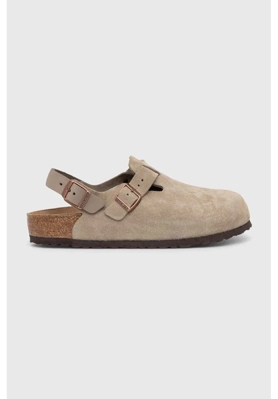 obrazek 1 Birkenstock klapki zamszowe Tokio męskie kolor beżowy 1028287