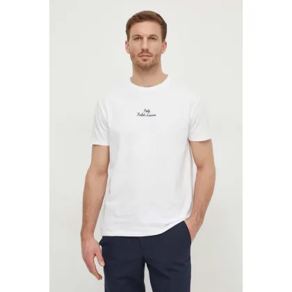 Zdjęcie Polo Ralph Lauren t-shirt bawełniany męski kolor biały gładki