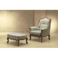 Picture A prestigious French-style armchair and pouffe for the living room – Morello Gianpaolo