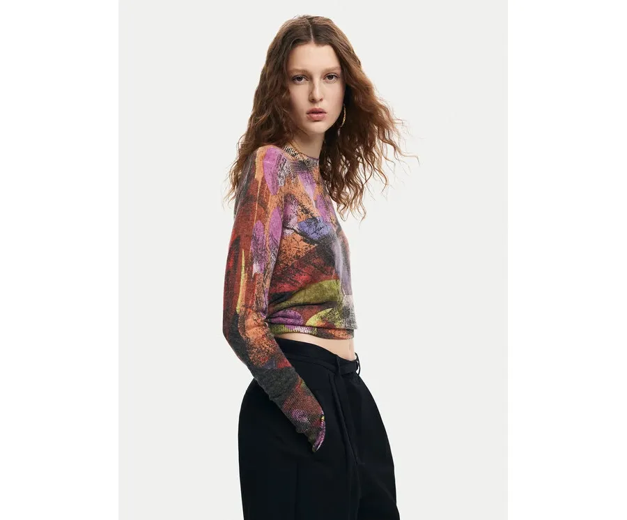 obrazek 1 Desigual Sweter Camo Petals 24WWJF75 Kolorowy Regular Fit
