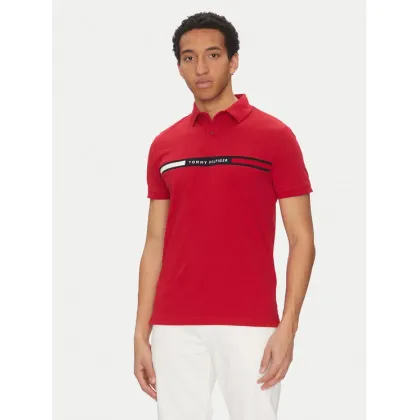 Zdjęcie Tommy Hilfiger Polo Chest Insert MW0MW38130 Czerwony Regular Fit