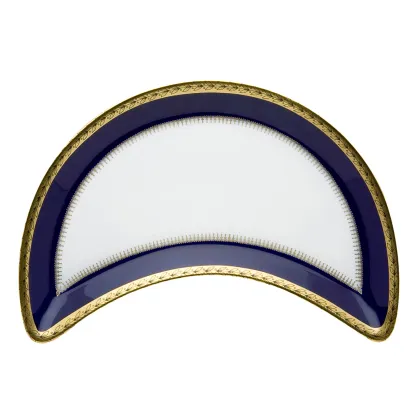 Zdjęcie Granatowo-biały porcelanowy talerz na sałatkę Brest ze złotym motywem dekoracyjnym - Vista Alegre