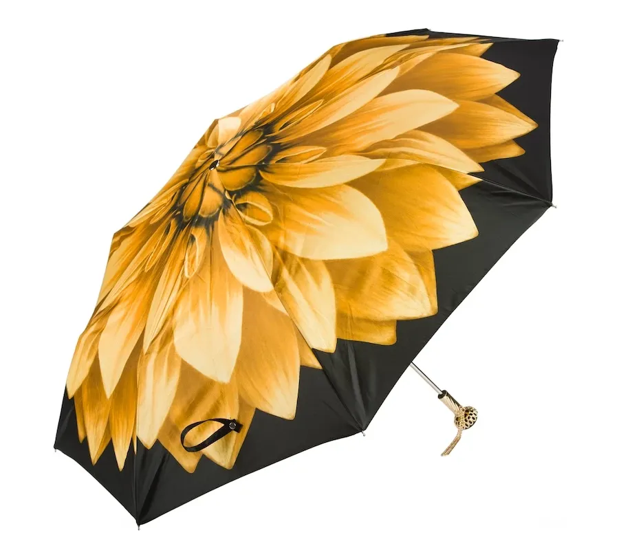 obrazek 6 Stylowy czarny parasol damski zdobiony wzorem kwiatu z rączką wysadzaną kamieniem - Pasotti