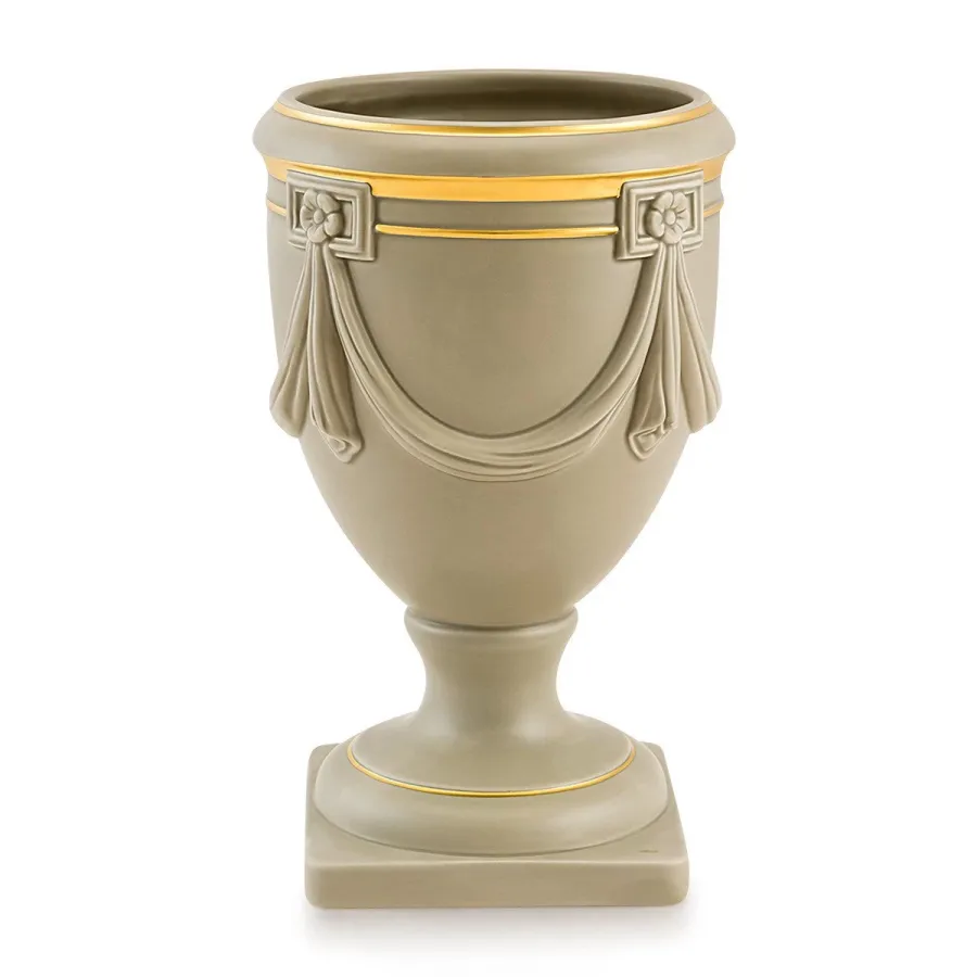 obrazek 1 Ceramiczny szary wazon z zasłonami i złotymi akcentami - Ahura