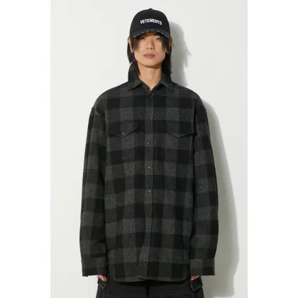 Zdjęcie VETEMENTS kurtka koszulowa Flannel Shirt kolor czarny przejściowa UE64SH260BG