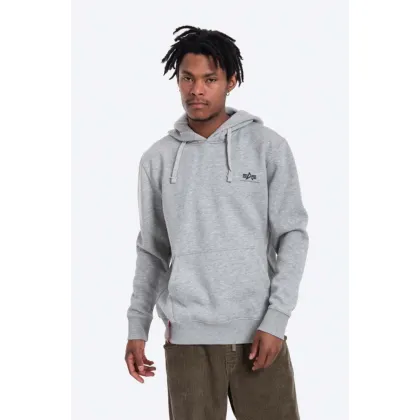 Zdjęcie Alpha Industries bluza Basic męska kolor szary z kapturem z nadrukiem 196318.17-GRAFITOWY