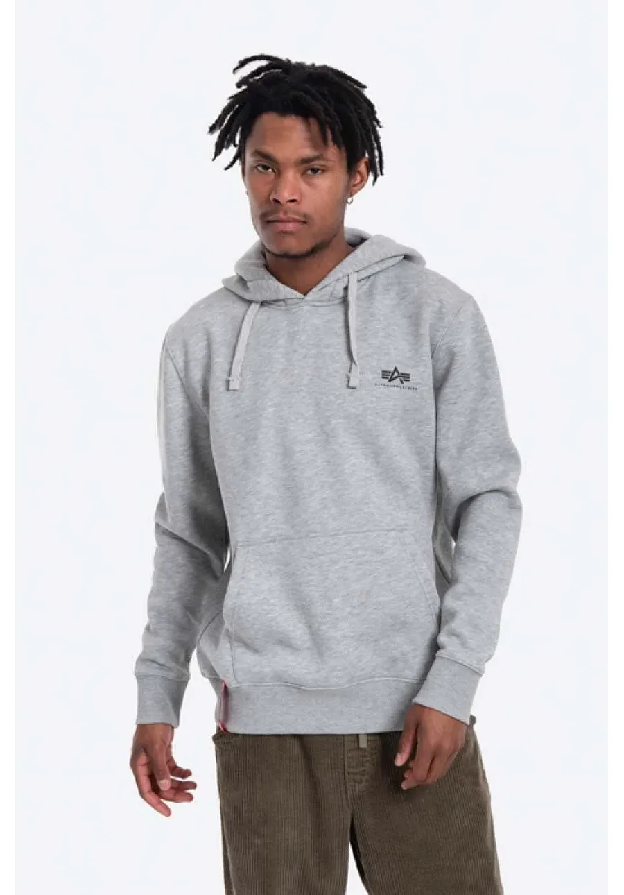 obrazek 1 Alpha Industries bluza Basic męska kolor szary z kapturem z nadrukiem 196318.17-GRAFITOWY