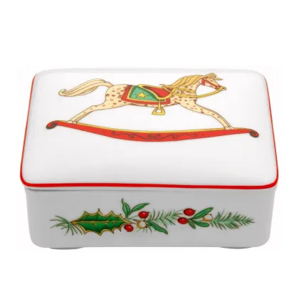 Picture Christmas rectangular porcelain container - Vista Alegre