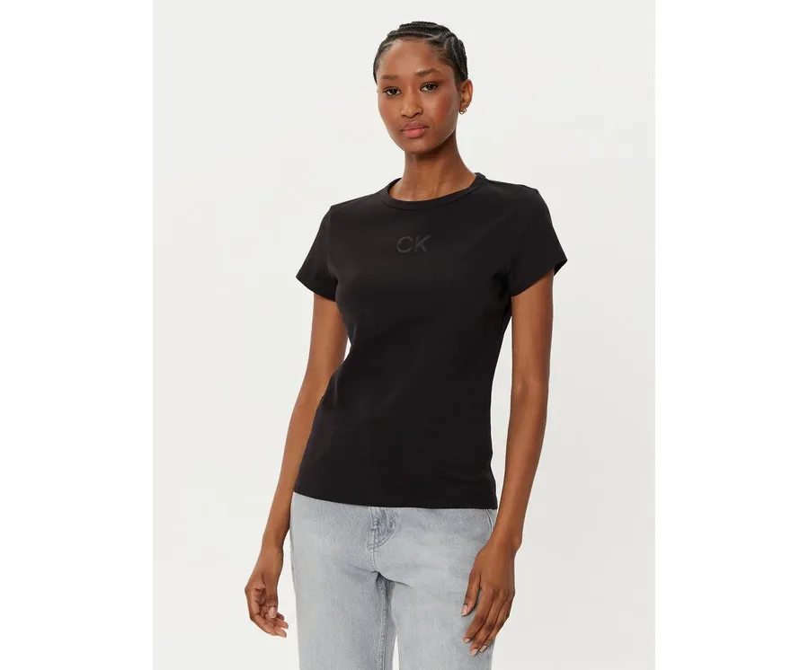 obrazek 1 Calvin Klein T-Shirt Satin K20K207974 Czarny Regular Fit