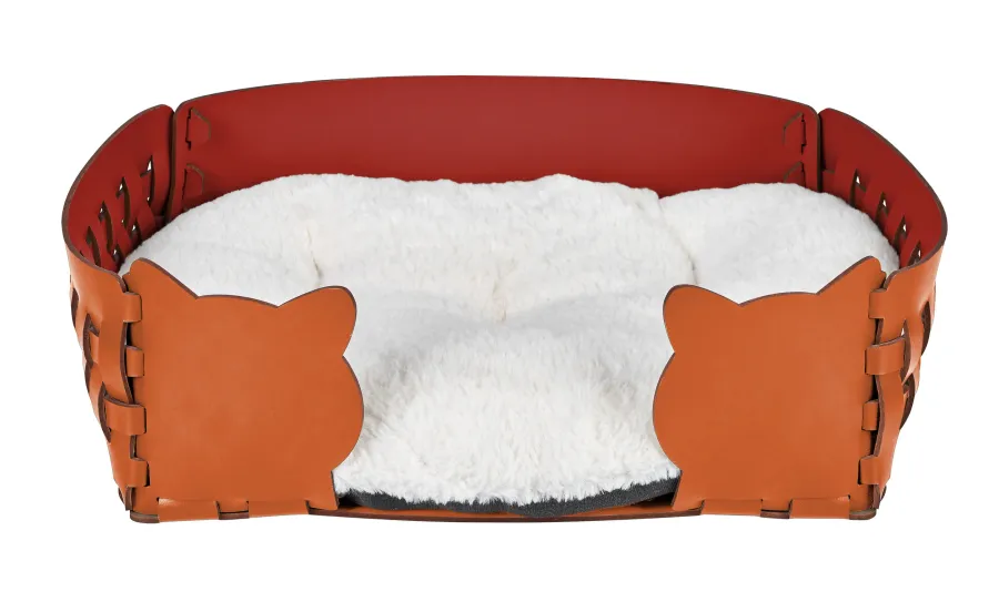 obrazek 1 Stylowe legowisko dla kota 45x30xH15 cm w kolorze koniakowym