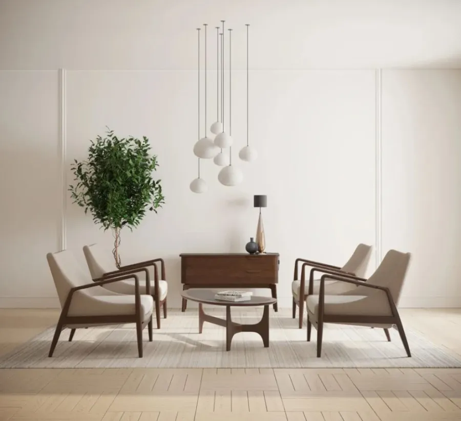 obrazek 7 Minimalistyczna drewniana komoda, kredens z ukrytym lustrem