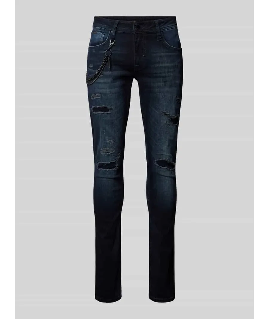 obrazek 1 Jeansy o kroju tapered fit z efektem znoszenia