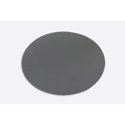 Picture A soft round table mat made of the highest quality leather in gray and white - for the dining room
