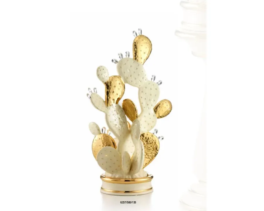 obrazek 1 Piękna beżowo-złota figurka opuncji Ceramiche Stella