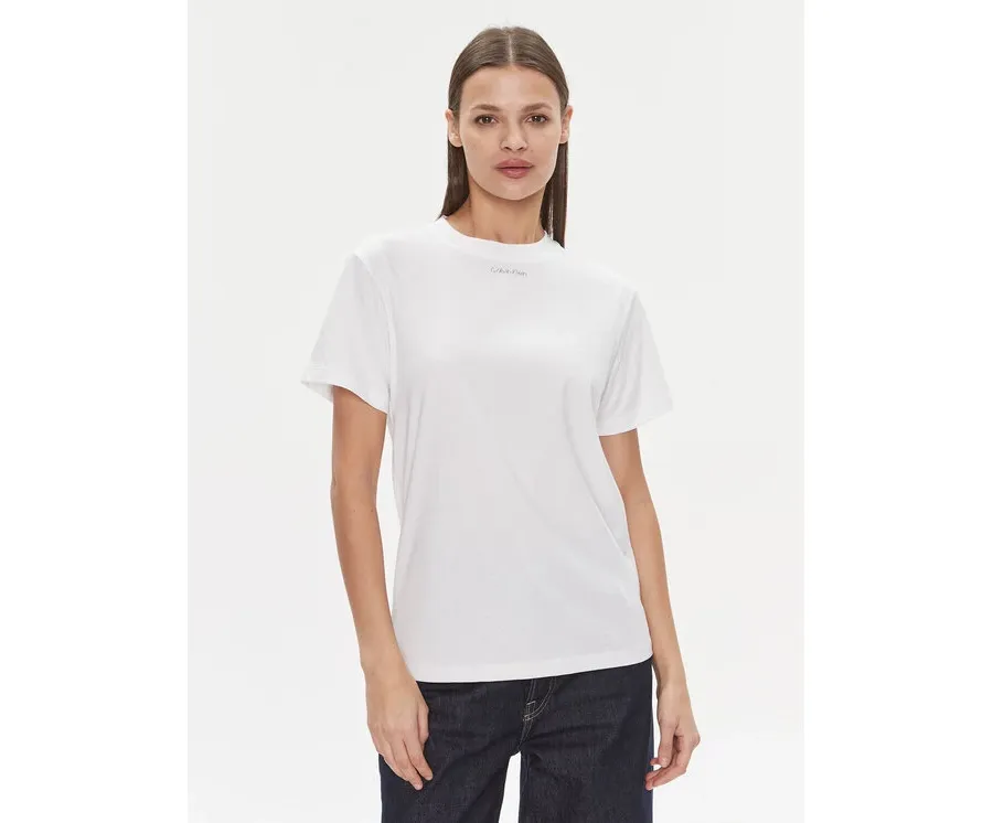 obrazek 1 Calvin Klein T-Shirt Metallic Micro Logo T Shirt K20K206967 Biały Regular Fit