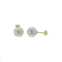 Picture Brilliant ball earrings with resin and zircons, diameter 12 mm.