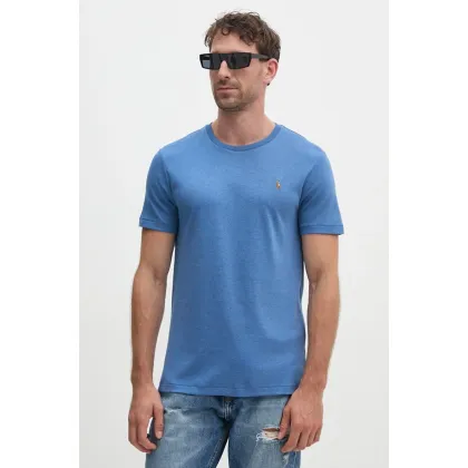 Zdjęcie Polo Ralph Lauren t-shirt bawełniany męski kolor niebieski gładki 710740727