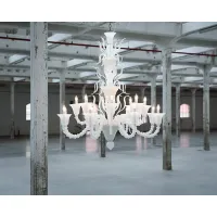Zdjęcie Fantastyczna włoska lampa sufitowa wykonana ręcznie ze szkła murano