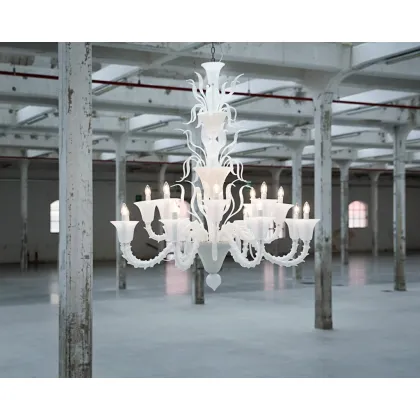 Zdjęcie Fantastyczna włoska lampa sufitowa wykonana ręcznie ze szkła murano