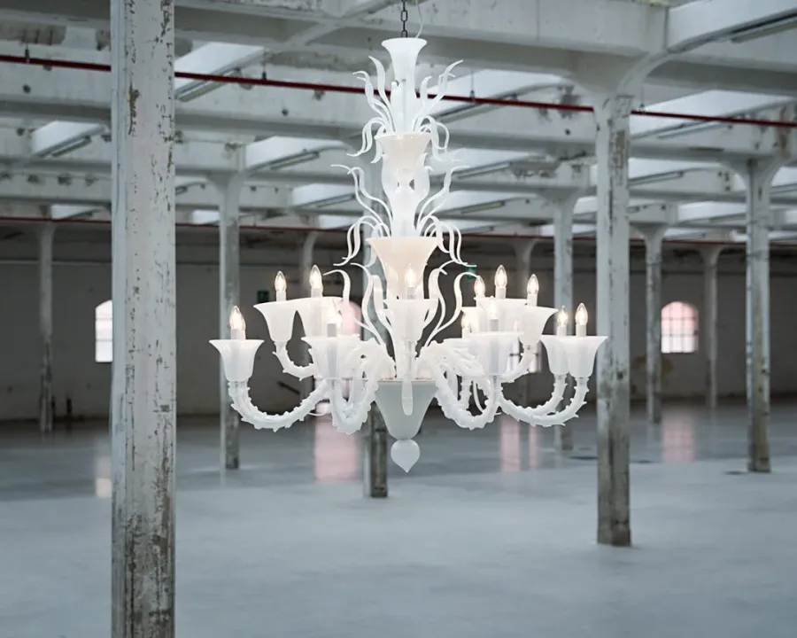 obrazek 1 Fantastyczna włoska lampa sufitowa wykonana ręcznie ze szkła murano