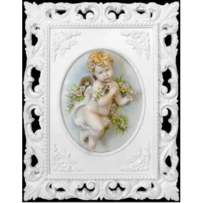 Zdjęcie Wiosenny cherubinek - obraz wykonany z włoskiej porcelany