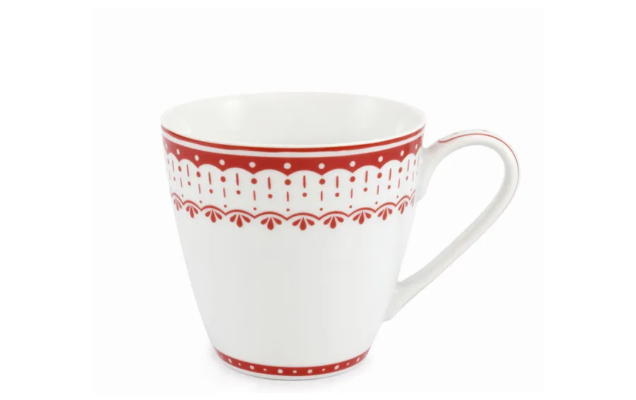 obrazek 1 Stylowy kubek z porcelany ze zdobieniem delikatnym czerwonym motywem – wariant 3 – Leander