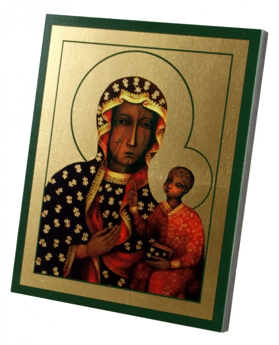 obrazek 2 Estetyczna Ikona Złocona Matka Boska Częstochowska 20x25 cm