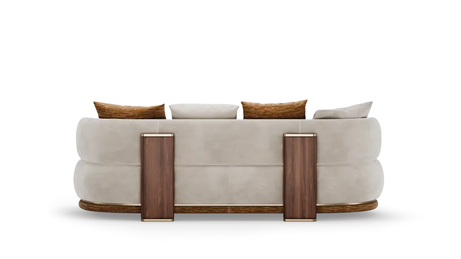 obrazek 5 Luksusowa tapicerowana sofa z drewnianą konstrukcją i metalowymi detalami