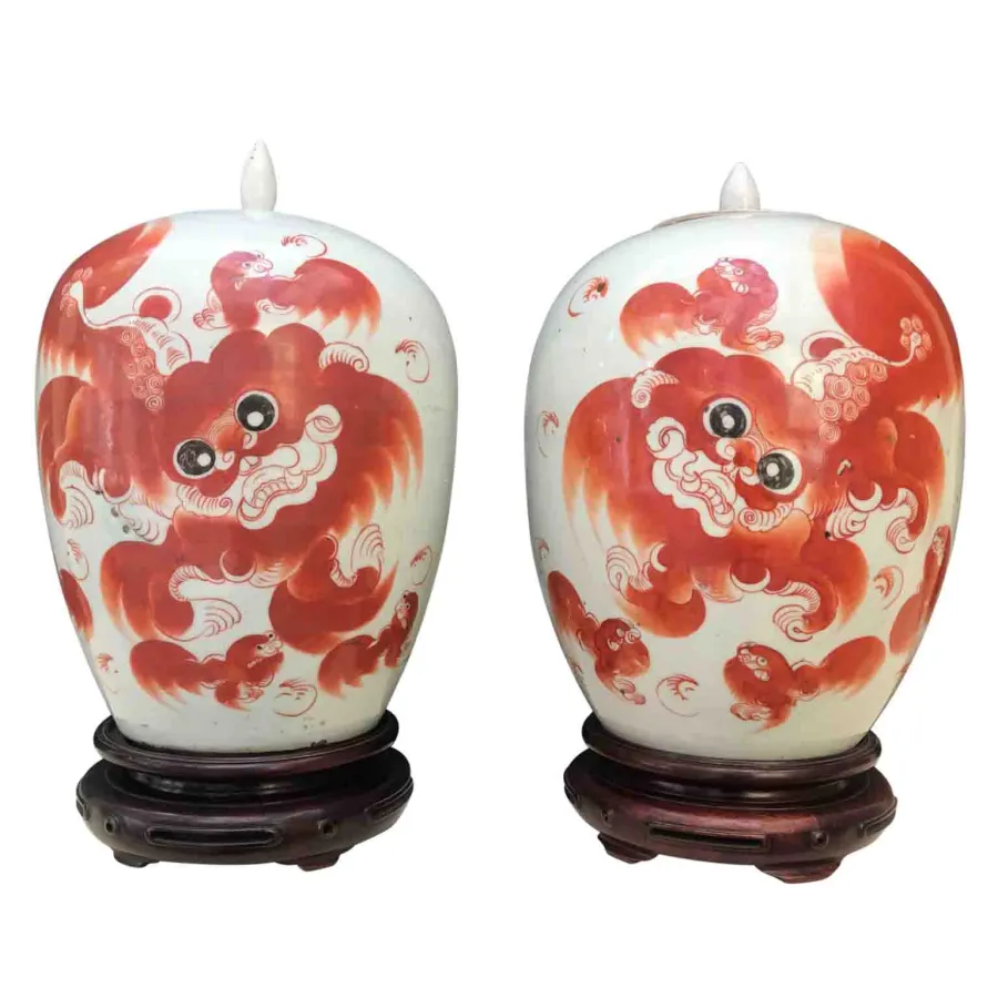 obrazek 1 Para antycznych wazonów z chińskiej porcelany, dynastia Qing, XIX wiek