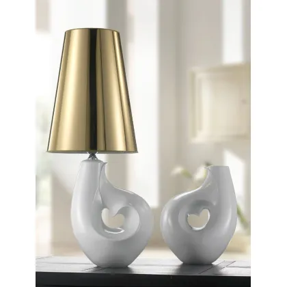 Zdjęcie Porcelanowa lampa ze złotym lub srebrnym abażurem z PVC